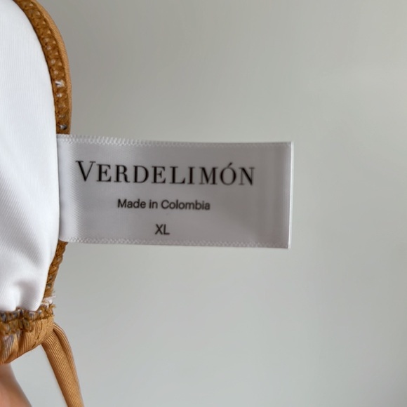 NEW with tag Verdelimon Yellow Palm Trees Moa Triangle Bikini Top gold tropical - Picture 4 of 5